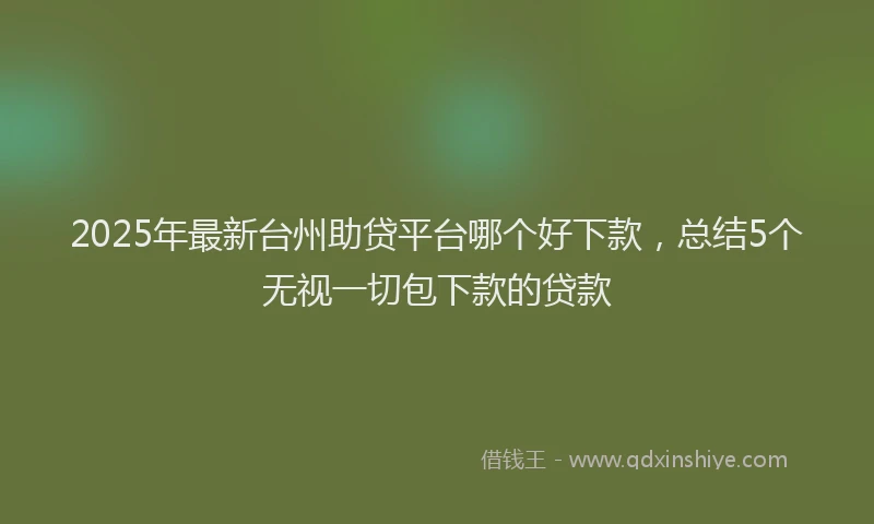 2025年最新台州助贷平台哪个好下款，总结5个无视一切包下款的贷款