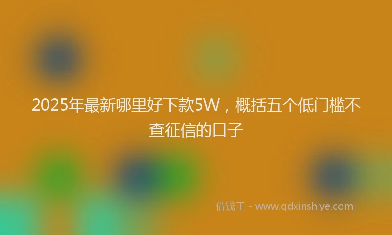 2025年最新哪里好下款5W，概括五个低门槛不查征信的口子