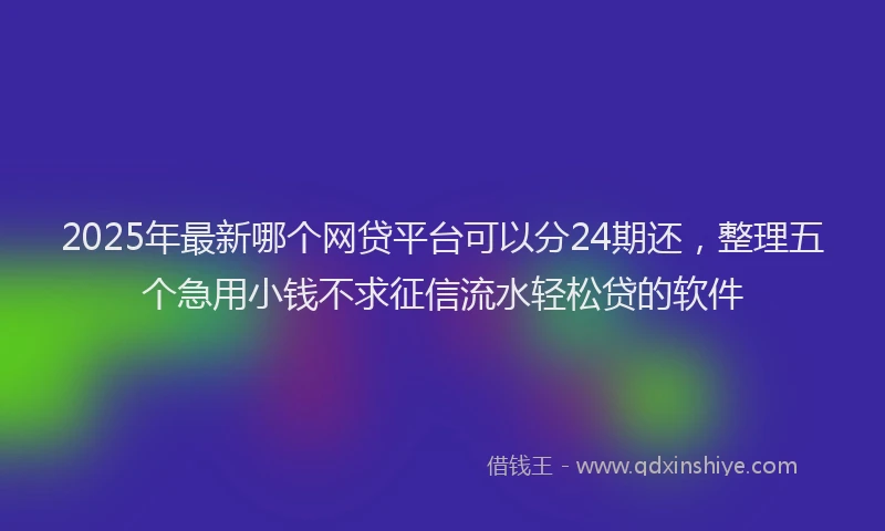 2025年最新哪个网贷平台可以分24期还，整理五个急用小钱不求征信流水轻松贷的软件