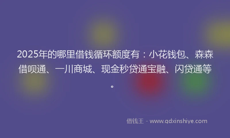 2025年的哪里借钱循环额度有：小花钱包、森森借呗通、一川商城、现金秒贷通宝融、闪贷通等。