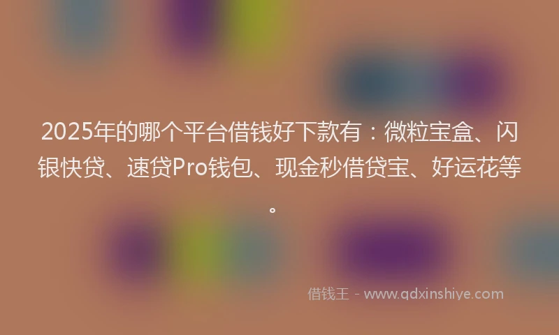 2025年的哪个平台借钱好下款有：微粒宝盒、闪银快贷、速贷Pro钱包、现金秒借贷宝、好运花等。