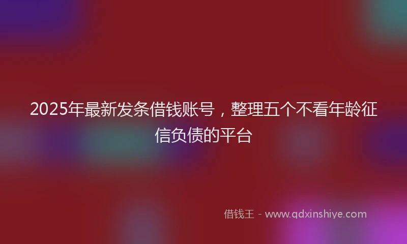 2025年最新发条借钱账号，整理五个不看年龄征信负债的平台