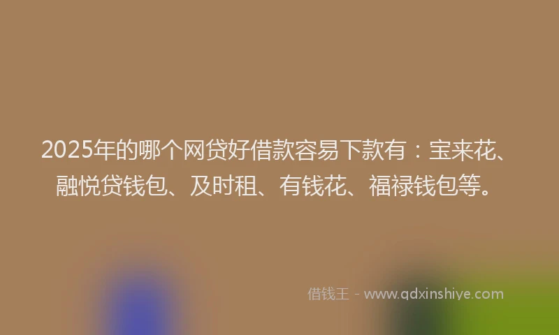 2025年的哪个网贷好借款容易下款有：宝来花、融悦贷钱包、及时租、有钱花、福禄钱包等。