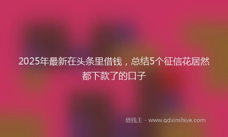 2025年最新在头条里借钱，总结5个征信花居然都下款了的口子