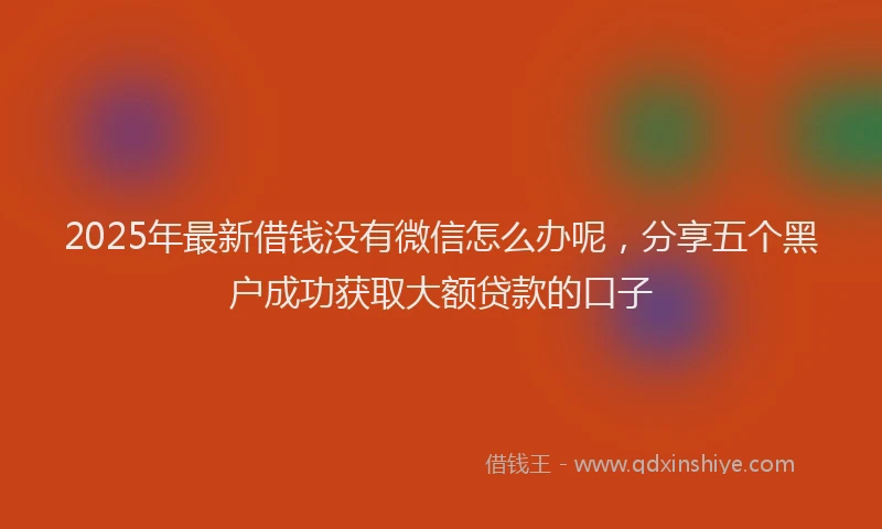 2025年最新借钱没有微信怎么办呢，分享五个黑户成功获取大额贷款的口子