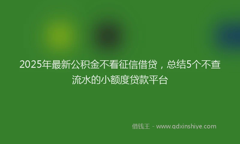 2025年最新公积金不看征信借贷，总结5个不查流水的小额度贷款平台
