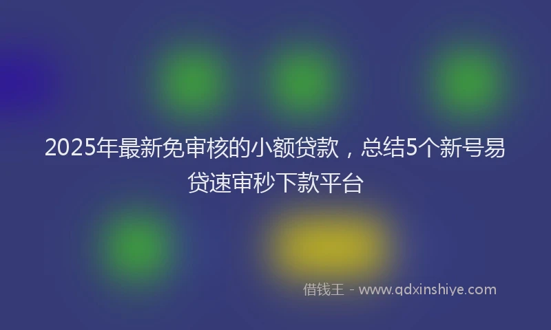 2025年最新免审核的小额贷款，总结5个新号易贷速审秒下款平台
