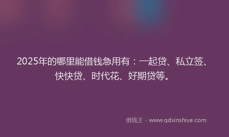 2025年的哪里能借钱急用有：一起贷、私立签、快快贷、时代花、好期贷等。