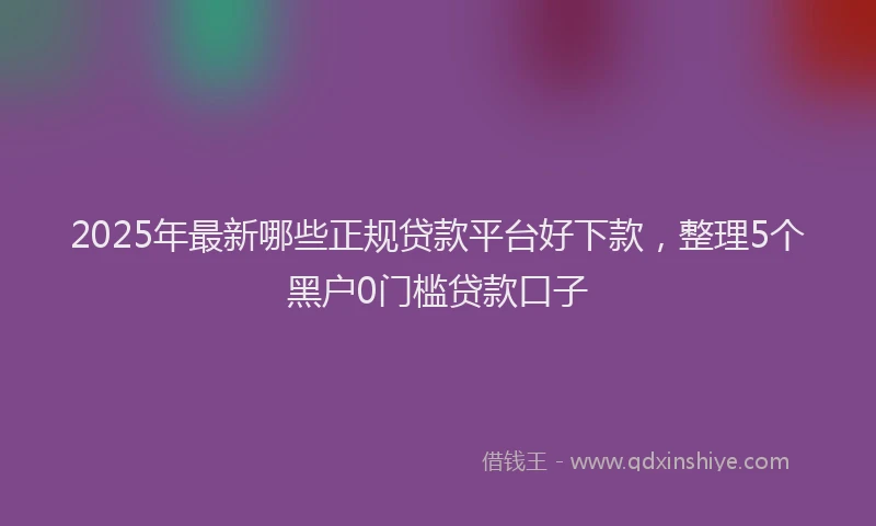 2025年最新哪些正规贷款平台好下款，整理5个黑户0门槛贷款口子