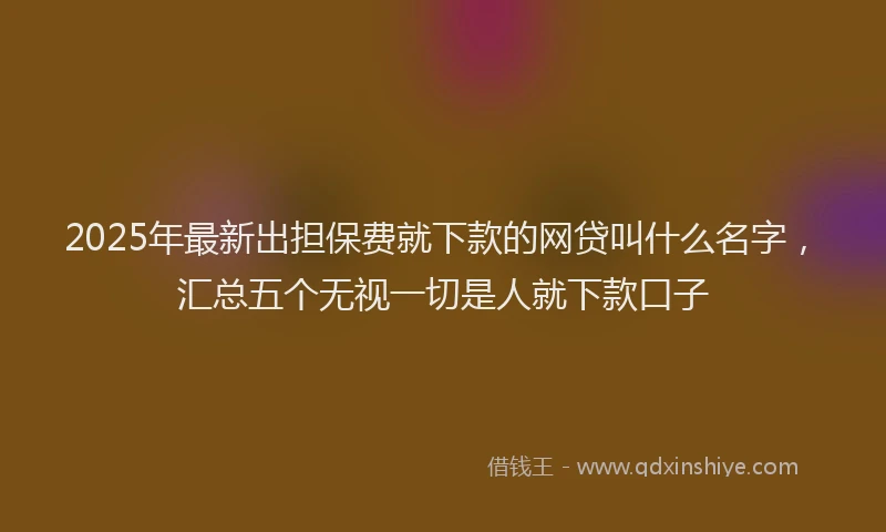 2025年最新出担保费就下款的网贷叫什么名字，汇总五个无视一切是人就下款口子