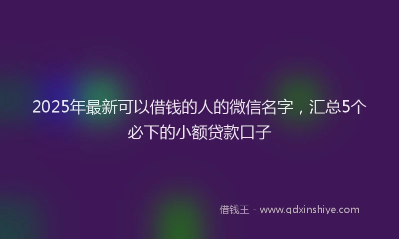 2025年最新可以借钱的人的微信名字，汇总5个必下的小额贷款口子