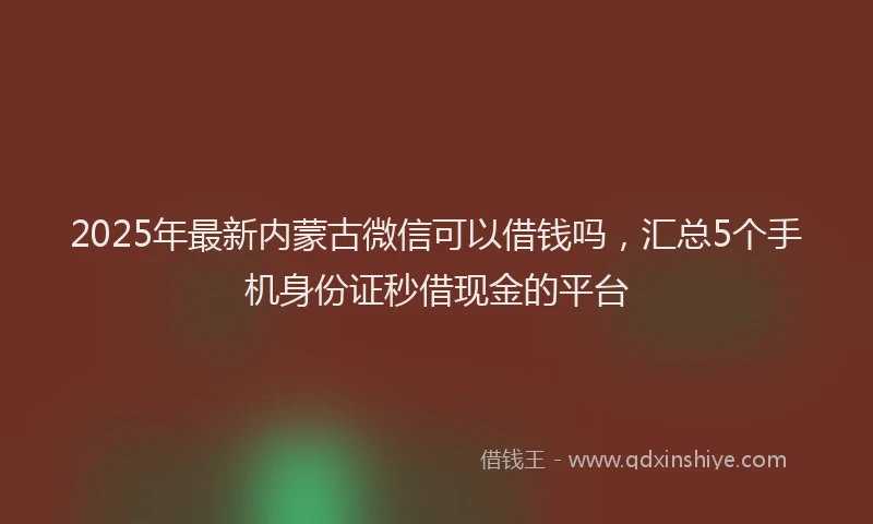 2025年最新内蒙古微信可以借钱吗，汇总5个手机身份证秒借现金的平台