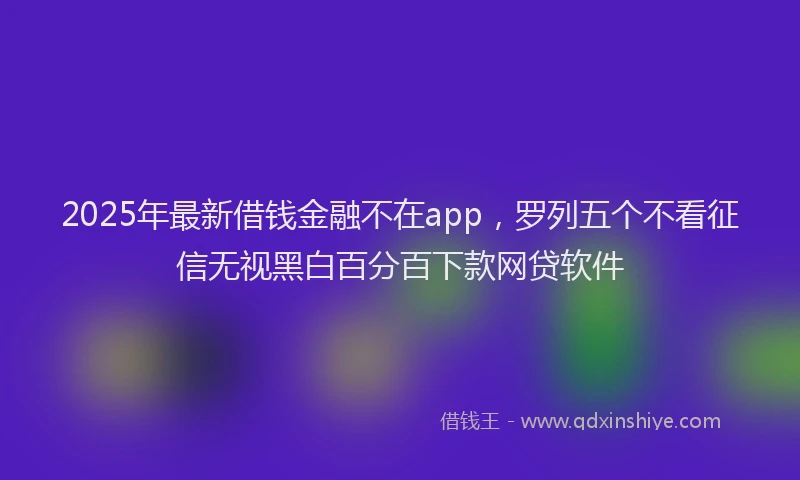 2025年最新借钱金融不在app，罗列五个不看征信无视黑白百分百下款网贷软件