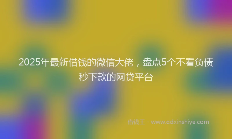 2025年最新借钱的微信大佬，盘点5个不看负债秒下款的网贷平台