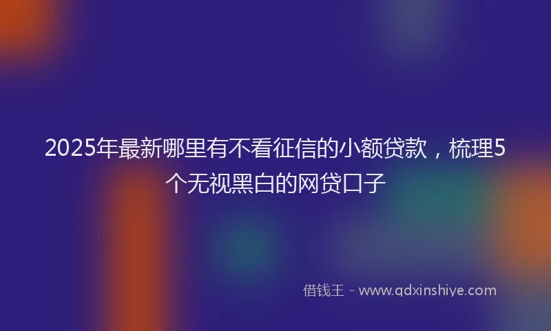 2025年最新哪里有不看征信的小额贷款，梳理5个无视黑白的网贷口子