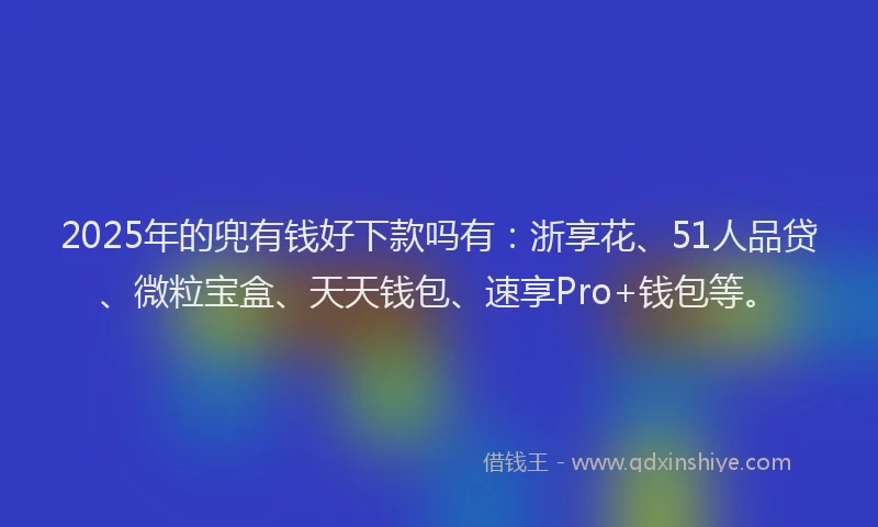 2025年的兜有钱好下款吗有：浙享花、51人品贷、微粒宝盒、天天钱包、速享Pro+钱包等。