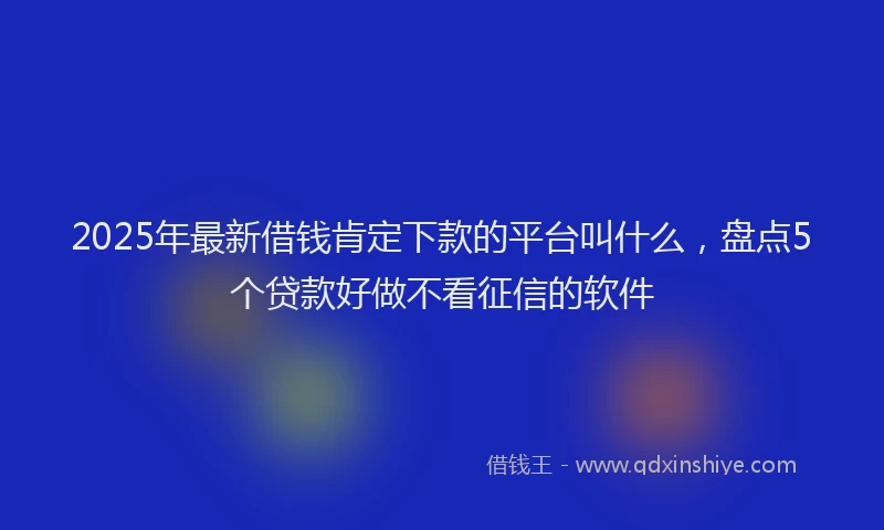 2025年最新借钱肯定下款的平台叫什么，盘点5个贷款好做不看征信的软件