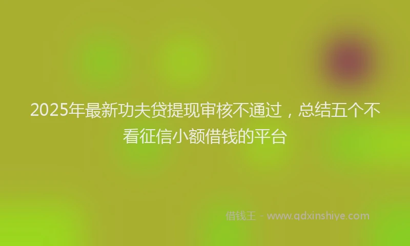 2025年最新功夫贷提现审核不通过，总结五个不看征信小额借钱的平台