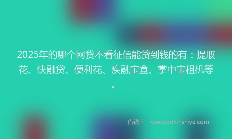 2025年的哪个网贷不看征信能贷到钱的有：提取花、快融贷、便利花、疾融宝盒、掌中宝租机等。