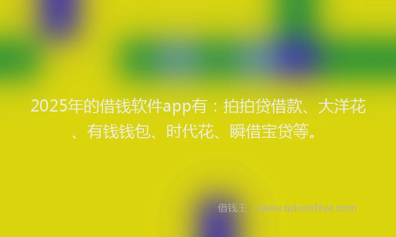 2025年的借钱软件app有：拍拍贷借款、大洋花、有钱钱包、时代花、瞬借宝贷等。