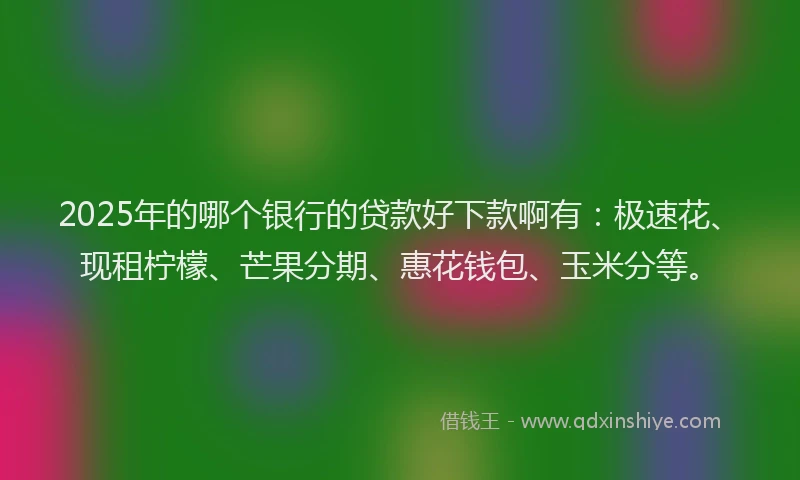 2025年的哪个银行的贷款好下款啊有：极速花、现租柠檬、芒果分期、惠花钱包、玉米分等。