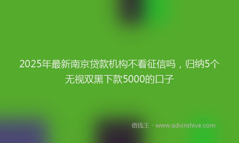 2025年最新南京贷款机构不看征信吗，归纳5个无视双黑下款5000的口子