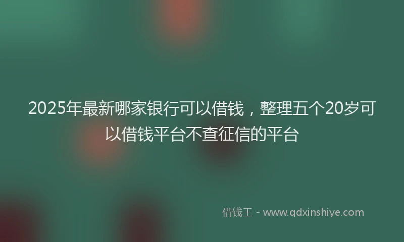 2025年最新哪家银行可以借钱，整理五个20岁可以借钱平台不查征信的平台