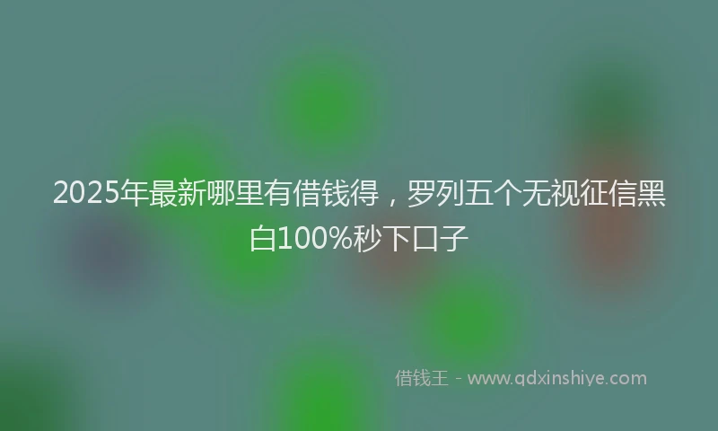 2025年最新哪里有借钱得，罗列五个无视征信黑白100%秒下口子