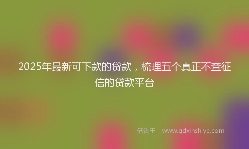 2025年最新可下款的贷款，梳理五个真正不查征信的贷款平台