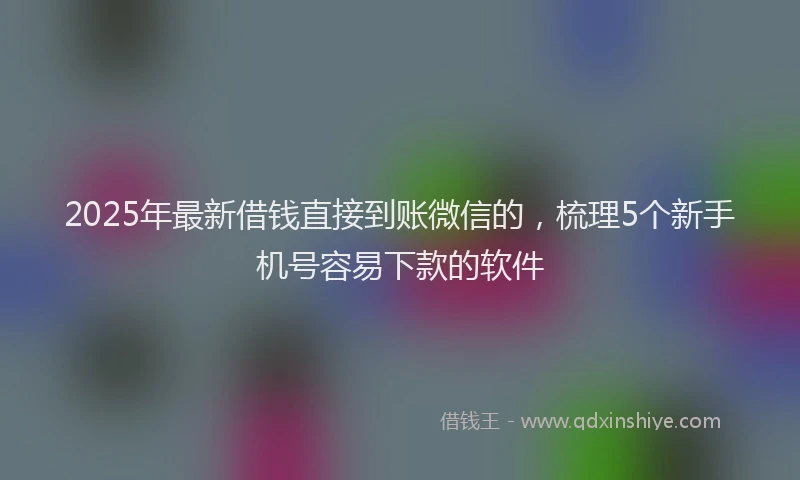 2025年最新借钱直接到账微信的，梳理5个新手机号容易下款的软件