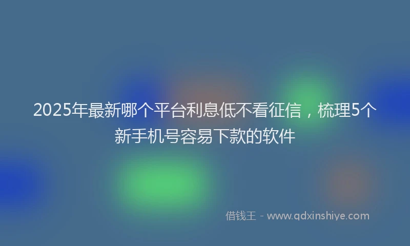 2025年最新哪个平台利息低不看征信，梳理5个新手机号容易下款的软件