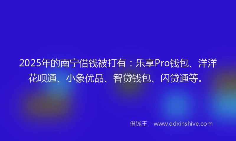 2025年的南宁借钱被打有：乐享Pro钱包、洋洋花呗通、小象优品、智贷钱包、闪贷通等。