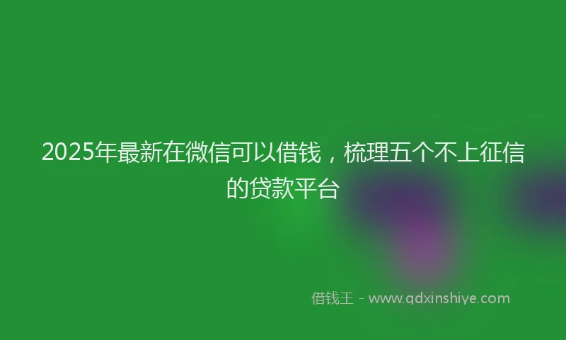 2025年最新在微信可以借钱，梳理五个不上征信的贷款平台