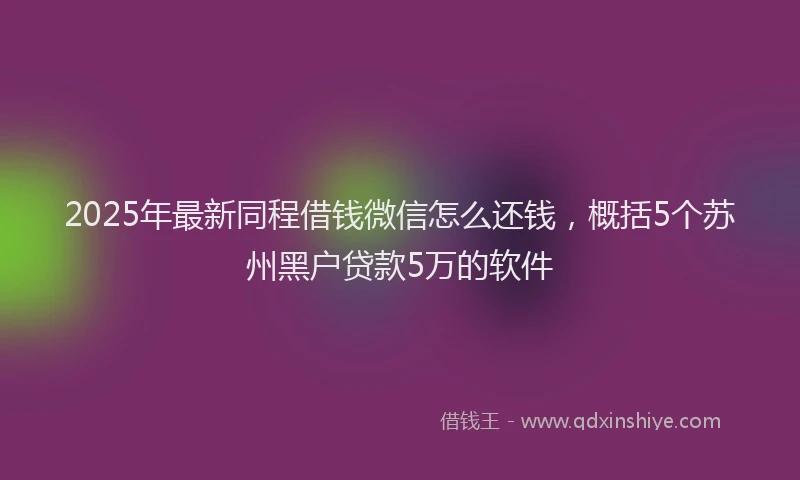 2025年最新同程借钱微信怎么还钱，概括5个苏州黑户贷款5万的软件