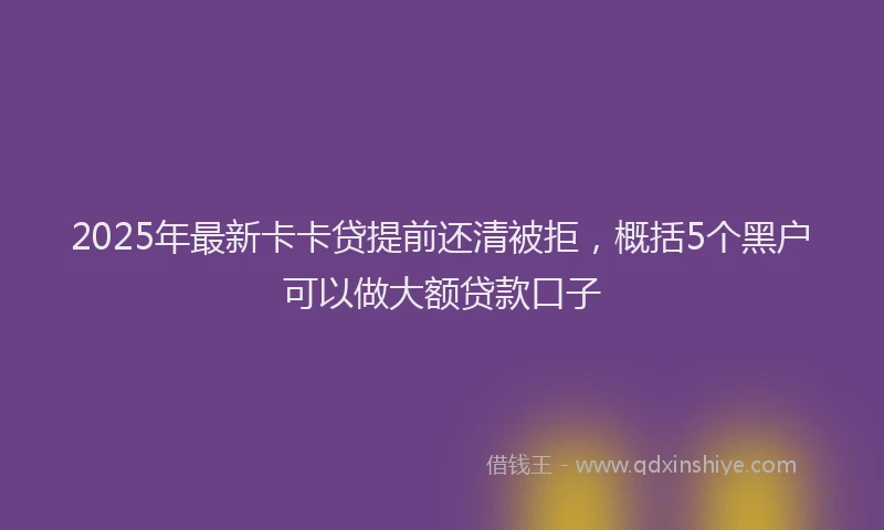 2025年最新卡卡贷提前还清被拒，概括5个黑户可以做大额贷款口子