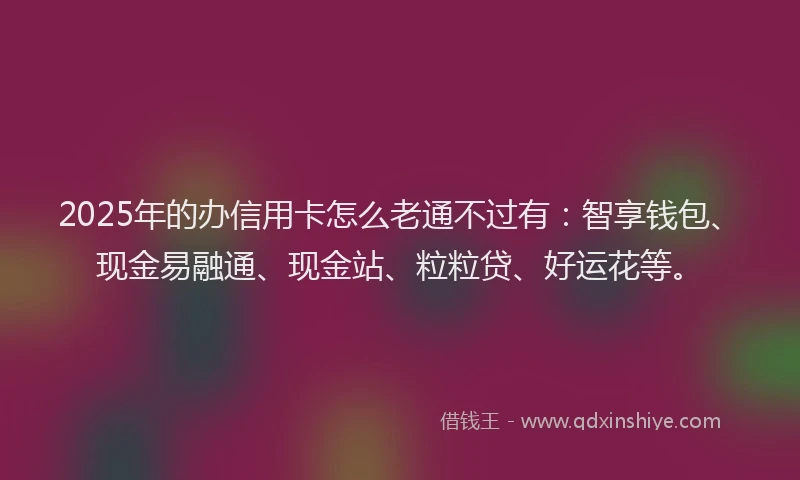 2025年的办信用卡怎么老通不过有：智享钱包、现金易融通、现金站、粒粒贷、好运花等。