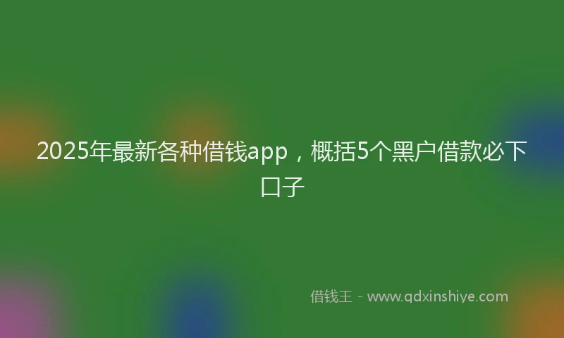 2025年最新各种借钱app，概括5个黑户借款必下口子