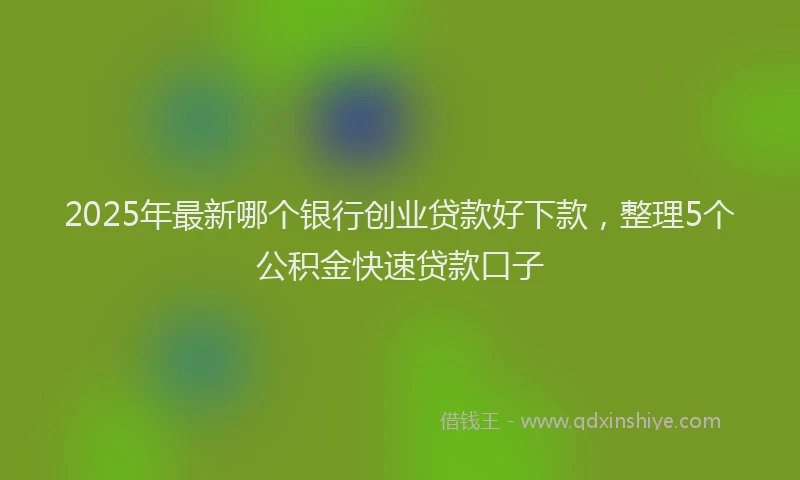 2025年最新哪个银行创业贷款好下款，整理5个公积金快速贷款口子