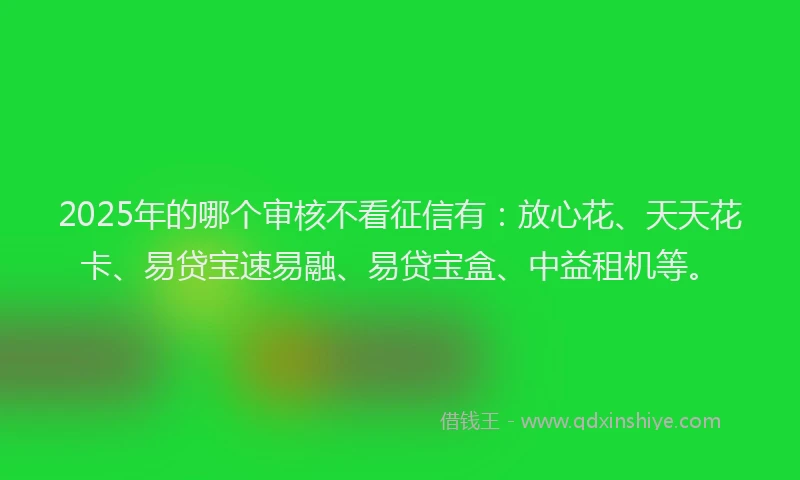 2025年的哪个审核不看征信有：放心花、天天花卡、易贷宝速易融、易贷宝盒、中益租机等。