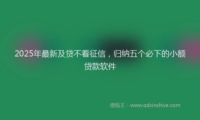 2025年最新及贷不看征信，归纳五个必下的小额贷款软件