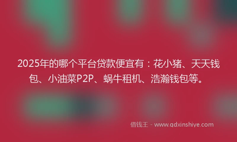 2025年的哪个平台贷款便宜有：花小猪、天天钱包、小油菜P2P、蜗牛租机、浩瀚钱包等。