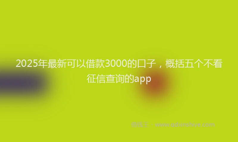 2025年最新可以借款3000的口子，概括五个不看征信查询的app