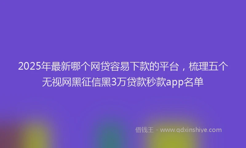 2025年最新哪个网贷容易下款的平台，梳理五个无视网黑征信黑3万贷款秒款app名单