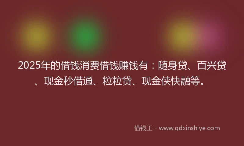 2025年的借钱消费借钱赚钱有：随身贷、百兴贷、现金秒借通、粒粒贷、现金侠快融等。
