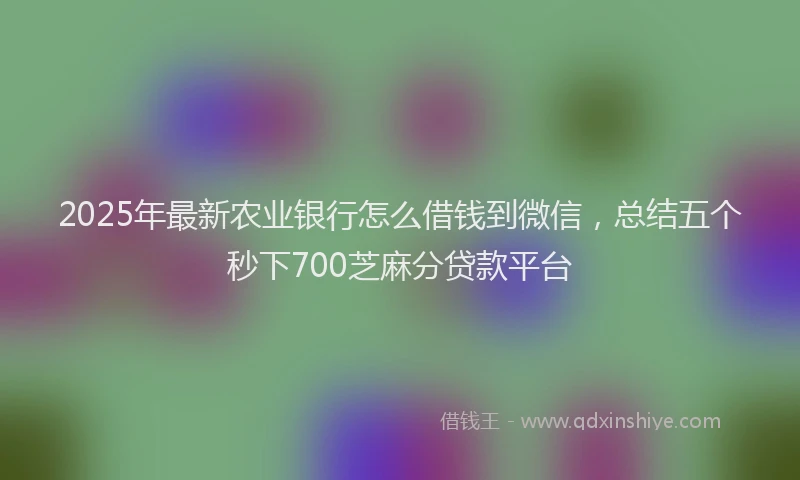 2025年最新农业银行怎么借钱到微信，总结五个秒下700芝麻分贷款平台