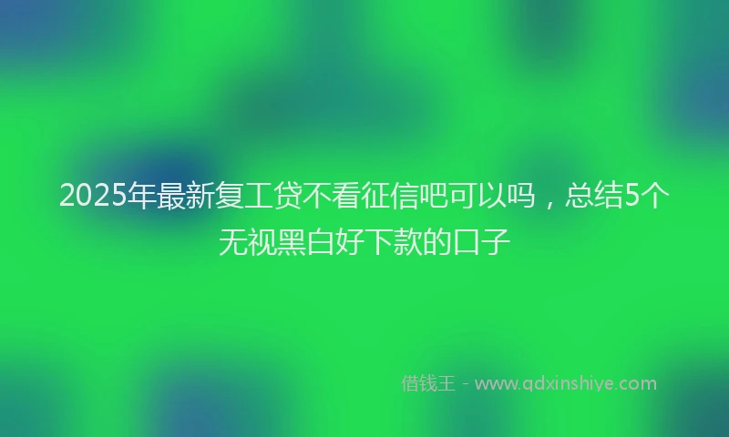 2025年最新复工贷不看征信吧可以吗，总结5个无视黑白好下款的口子
