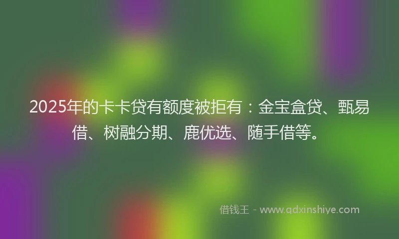 2025年的卡卡贷有额度被拒有：金宝盒贷、甄易借、树融分期、鹿优选、随手借等。