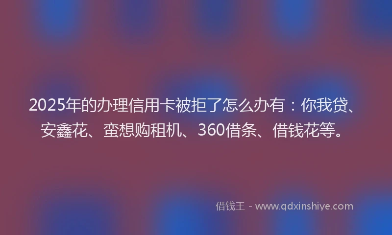 2025年的办理信用卡被拒了怎么办有：你我贷、安鑫花、蛮想购租机、360借条、借钱花等。