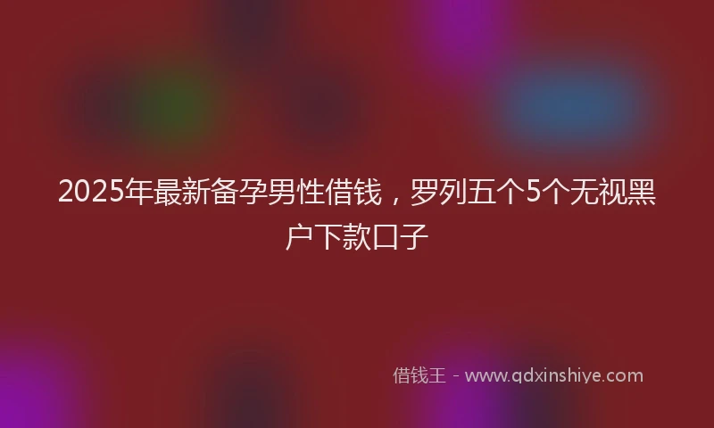 2025年最新备孕男性借钱，罗列五个5个无视黑户下款口子