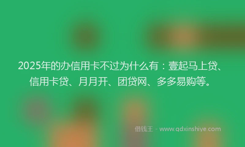 2025年的办信用卡不过为什么有：壹起马上贷、信用卡贷、月月开、团贷网、多多易购等。